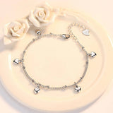 925 Sterling Silver Heart Charm Chain Bracelet for Women