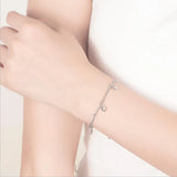 925 Sterling Silver Heart Charm Chain Bracelet for Women