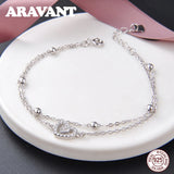 925 Silver Bracelet Love Heart Charm Wedding Jewelry