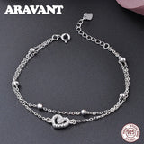925 Silver Bracelet Love Heart Charm Wedding Jewelry