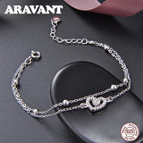 925 Silver Bracelet Love Heart Charm Wedding Jewelry