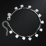925 Silver Bracelet Women Lucky Love Letter Heart Chain Wedding Jewelry
