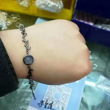 925 Silver Moonstone Branch Charm Bracelet Adjustable Chain Gift Jewelry