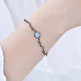 925 Silver Moonstone Branch Charm Bracelet Adjustable Chain Gift Jewelry