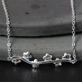 925 Silver Flower Link Chain Bracelet with Pendant Chinese Style