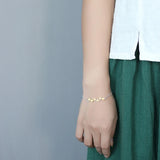 925 Silver Flower Link Chain Bracelet with Pendant Chinese Style