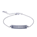 925 Silver Link Chain Bracelet with Pendant Chinese Style