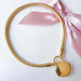 Snake Chain Silver Bracelet Pave Padlock Clasp for Women