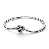 925 Silver Sparkling Infinity Heart Clasp Bracelet