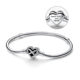 925 Silver Sparkling Infinity Heart Clasp Bracelet
