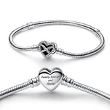 925 Silver Sparkling Infinity Heart Clasp Bracelet