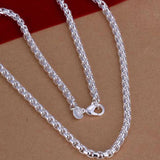 925 Silver Round Box Chain Bracelet Necklace Set Men Women Wedding Gift