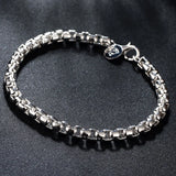 925 Silver Round Box Chain Bracelet Necklace Set Men Women Wedding Gift