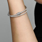 925 Silver Pandora Double Wrap Snake Chain Bracelet
