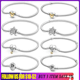 925 Silver Bracelets Heart Tennis Asymmetric Star Clasp Snake Chain Bangles