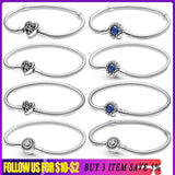 925 Silver Bracelet Family Tree Heart Star Clasp
