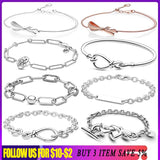 925 Silver Bracelets Rose Bow Infinity Knot Heart Bangle for Women
