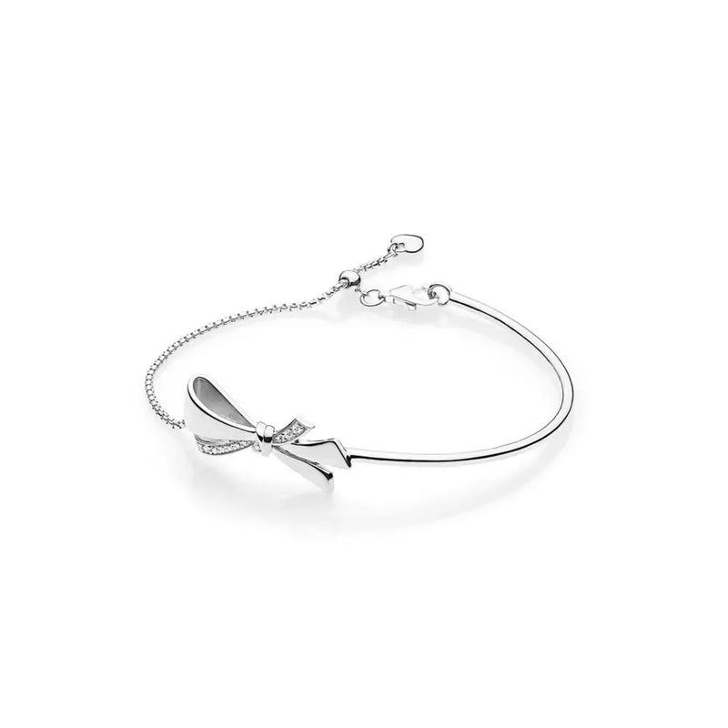 925 Silver Bracelets Rose Bow Infinity Knot Heart Bangle for Women