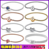 925 Silver Bracelets Love Heart Butterfly Crown O Clasp Snake Chain Bangles