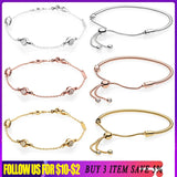 925 Silver Bracelets Rose Pav? Bars Moments Snake Chain Slider Bangles