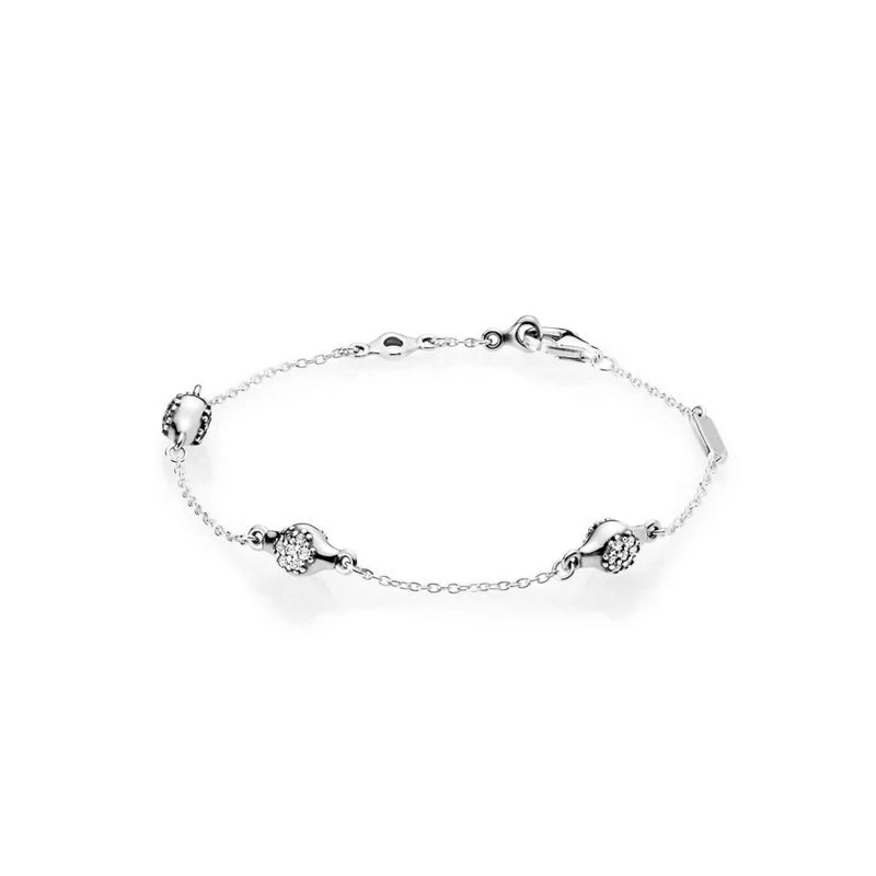 925 Silver Bracelets Rose Pav? Bars Moments Snake Chain Slider Bangles