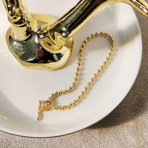925 Silver Round Bead Chain Bracelet Girl Women Fine Jewelry Gift