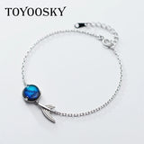 925 Silver Round Crystal Fish Tail Bracelet