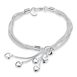 925 Silver Bracelet Wedding Charms Heart Lovely Lady Valentine Gift