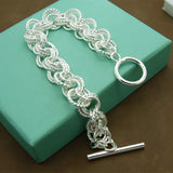 925 Silver Bracelets Men Women Charm Wedding Jewelry Gift