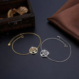 925 Silver Life Tree Charm Bracelet Crystal Golden Lady Wedding Party Jewelry