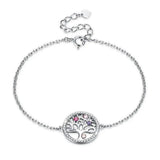 925 Silver Life Tree Charm Bracelet Crystal Golden Lady Wedding Party Jewelry