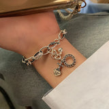 925 Silver Bracelets Vintage Punk Round Cross Fine Jewelry