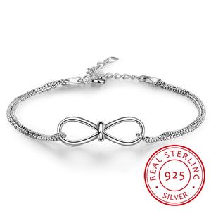 925 Silver Infinity Bracelet with CZ, Chain Jewelry Gift