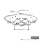 925 Silver Infinity Bracelet CZ 8 Shape Chain Jewelry Gift