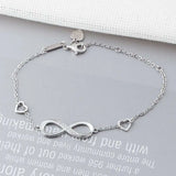 925 Silver Infinity Bracelet CZ 8 Shape Chain Jewelry Gift