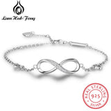 925 Silver Infinity Bracelet CZ 8 Shape Chain Jewelry Gift