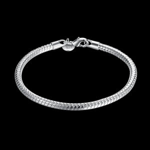 925 Sterling Silver Bracelet Snake Bone Chain Jewelry