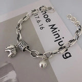 925 Silver Bracelet Elephant Bead Oval Chain Jewelry Birthday
