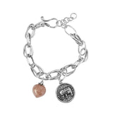 925 Silver Bracelet Women Elephant Strawberry Pink Crystal Stone Pendant
