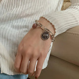 925 Silver Bracelet Women Elephant Strawberry Pink Crystal Stone Pendant
