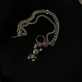 925 Sterling Silver Little Bear Strawberry Crystal Pink Pendant Bracelet