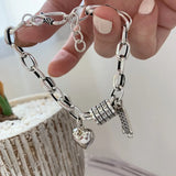 925 Silver Love Heart Abacus Bracelet for Women