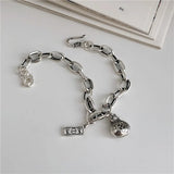 925 Sterling Silver Bracelet for Women Punk Dollar Money Bag Chain