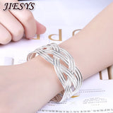 925 Silver Bracelet for Women Braided Bangle Wedding Party Gift