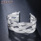 925 Silver Bracelet for Women Braided Bangle Wedding Party Gift