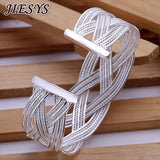 925 Silver Bracelet for Women Braided Bangle Wedding Party Gift