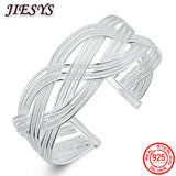 925 Silver Bracelet for Women Braided Bangle Wedding Party Gift