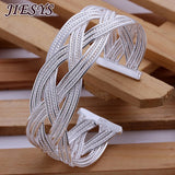 925 Silver Bracelet for Women Braided Bangle Wedding Party Gift
