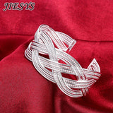 925 Silver Bracelet for Women Braided Bangle Wedding Party Gift