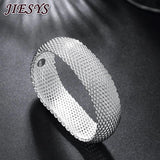 925 Silver Bracelet for Women Round Bangle Wedding Party Christmas Jewelry